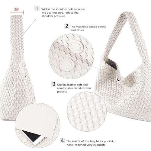 Bolso Tote Hobo de Cuero Vegano Tejido con Estuche para Mujer miniatura 6