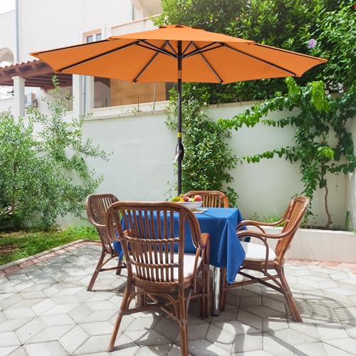 SANLUCE Outdoor Patio 9ft Deck Market Umbrella, Outside Table Umbrellas With Non-Fading Polyester canopy