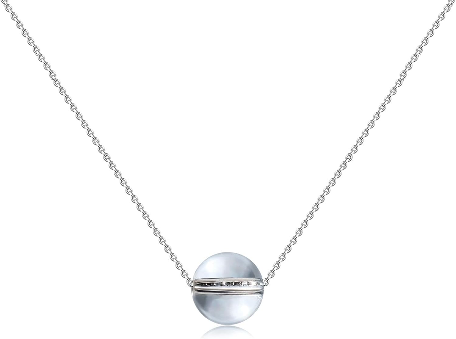 Crystal Pendant Necklace 925 Sterling Silver Chain Necklace Adjustable Healing Crystal Necklace For Women