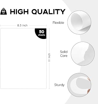 Goefun 50 Sheets White Cardstock 8.5 x 11 Certificate Paper 80lb