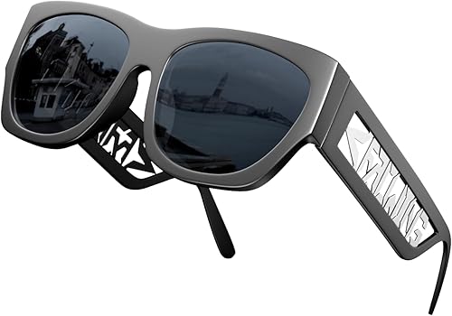 ROCKNIGHT - Lentes de sol polarizados HD con protección UV400, antideslumbrantes, ligeros, modernos, lente plana