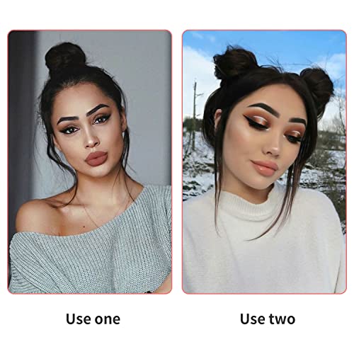 Dsoar 2PCS Mini Claw Fake Buns Straight Hair Bun Extensions Hair Donut Chignon Clip in Hair Scrunchies, Dark Brown, 2.0 count - Image 3
