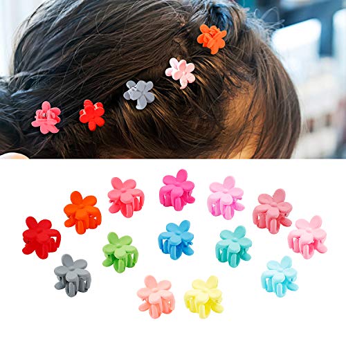 50 Pcs Colorful Mini Hair Claw Clips Clamps Accessories for Baby Toddler Girls Decorative Bun Thin Hair, Assorted Colors (Flower Style)