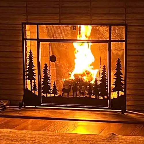 Pantalla para chimenea decorativa negra y fire guard para estufa 2