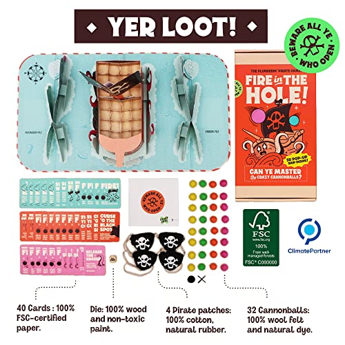 Fire In The Hole - The Plastic-Free Pirate Party Game For Kids, Teens, And Adults - Fun Eco-Friendly Biodegradable And Sustainable Board Game For Party, Birthday, Christmas, Family Game Night Etc. #TOP5