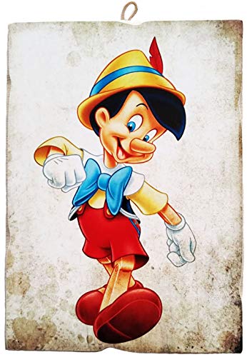 KUSTOM ART Tableau tableau style vintage série bandes dessinées Pinocchio sur bois Cover