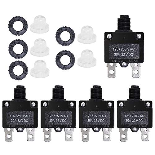 Fuzbaxy 10Pcs 30Amp Circuit Breakers With Push Button Reset With Quick Connect Terminals And Waterproof Button Cap #TOP3