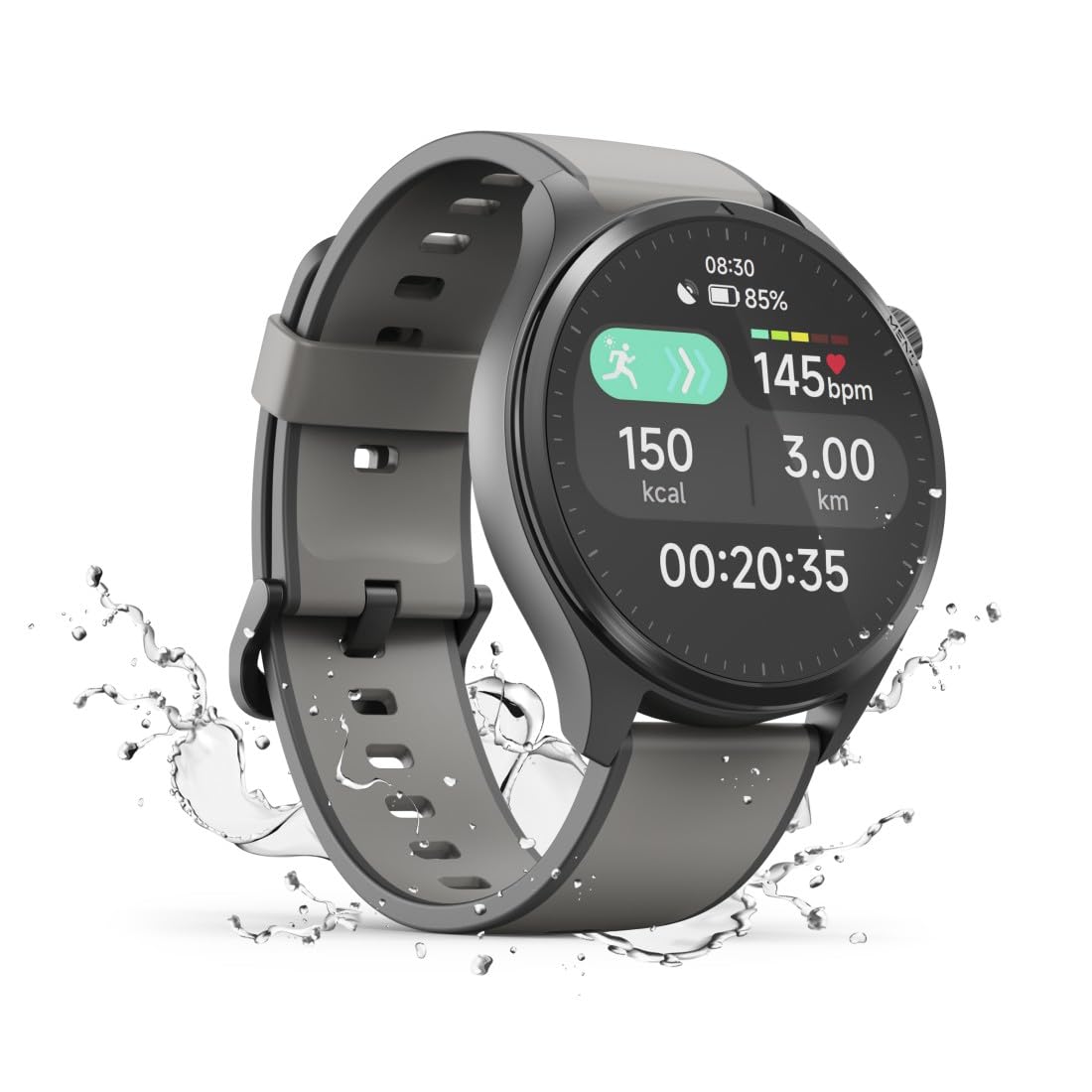 Hama Montre connectée GPS Intégré 9000" Etanche (Montre Sport, écran AMOLED 1,43", Fonction Prise d’appels, Mémoire de Musique, SPO2, VO2max, contrôle Vocal Alexa, IP68), Gris Anthracite