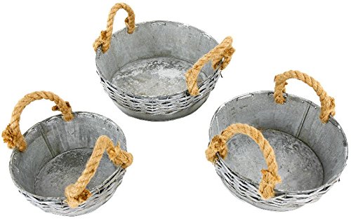 Michel Toys 3 unidades korbe con henkelim estilo rústico