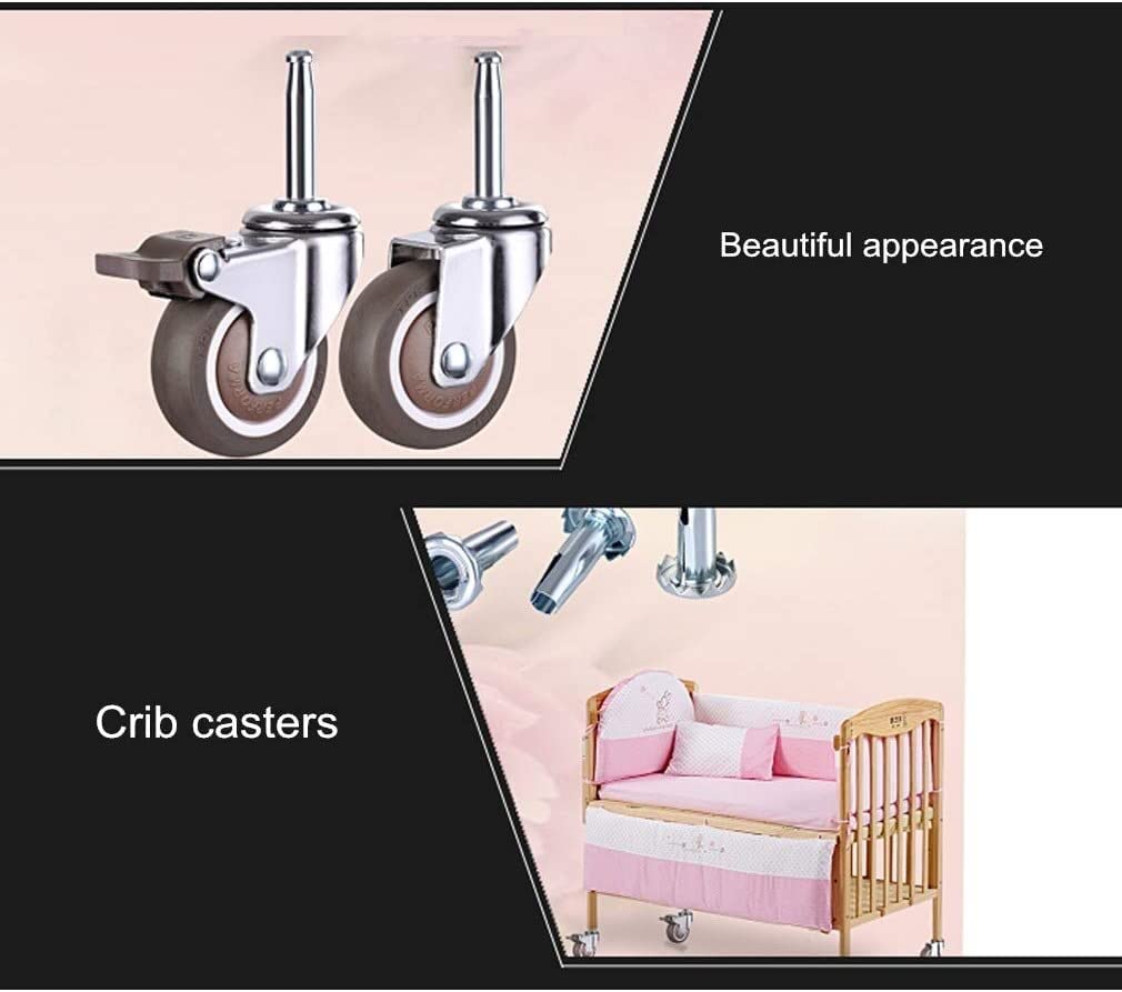 kółko do mebli, Wytrzymałe kółka, 4 zestawy obrotowych kółek jezdnych do łóżeczek dziecięcych, meblowe 38 mm 50 z hamulcami, drążek montażowy M8 x, wyciszenie, nośność 80 kg(4universal,2in)