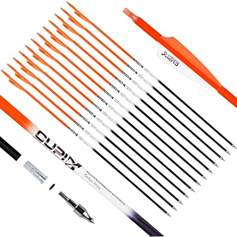 LWANO Carbon Arrow Archery 30inch Hunting Target Practice Arrows for Compound & Recurve Bow Spine 500 with Removable Tips (Pack of 12) Cover