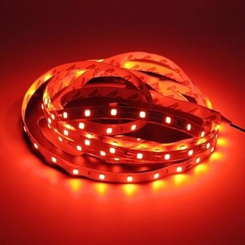 I LumoS LED Strip Light 4.8W/m, 16ft/5M 2835 SMD 300 LEDs 12V Flexible Cuttable IP20 LED Tape for Bedroom Kitchen Cabinet Wardrobe TV (No Power Supply/Plug) (Red)