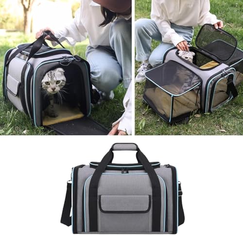 Image of Cat Backpack Carrier Expandable Pet Carrier Backpack for Small Medium Cats Fit Up to 18 Lbs, Foldable Puppy Backpack Carrier for Travel, Hiking (Expendable Black Bag, 487'L x 28 inch W x 28 inch H)