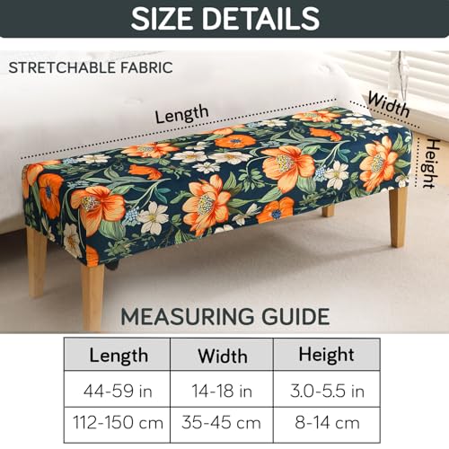 Image of HOKIPO Premium Printed Velvet Dining Bench Cover, Teal Twilight Garden (AR-5798-D2)