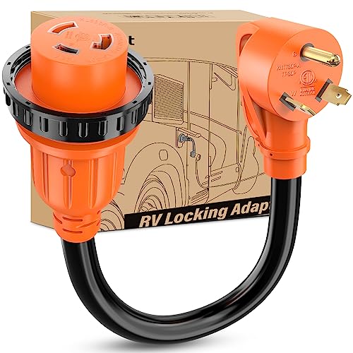 Image of Nilight RV Locking Adapter Cord 30 Amp to 30 Amp Pure Copper Heavy Duty 10 Gauge Wire ETL Listed TT-30P to L5-30R 30M /30F Weatherproof Cord for RV Camper Caravan Van Trailer