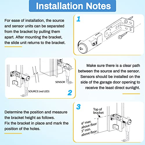 Image of Garage Door Sensors for Genie /Overhead, Garage Door Sensor GSTB-R STB-BL Compatible with Genie /Overhead Garage Door Opener Made After 1993, Item Includes Two Sensors (Receiving&Sending)