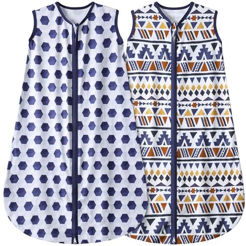 Image of BSTOPPT Baby Sleep Sack Baby Sleeping Bag 2-Way Zipper Toddler Wearable Blankets (Soccer & Triangles, Small)