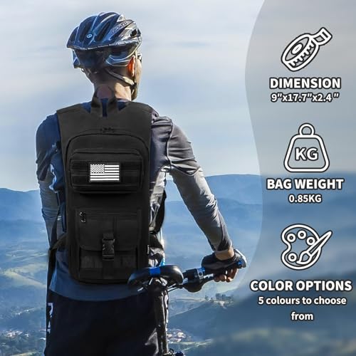 Image of Hydration Backpack, Tactical Molle Water with 2L TPU Water Bladder, for Men Women Lightweight Water Backpack, Hydration Pack for Hiking, Biking, Climbing and Hunting, Black