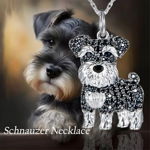 Chaîne plaquée argent alliage de zinc avec pendentif schnauzer