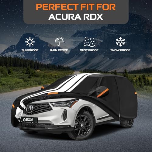 Image of Kayme Heavy Duty Car Cover for Acura RDX (2006-2026) Waterproof | Gift with Tape /Towel /Bag, Outdoor Full Exterior Cover Rain Snow Sun UV Protection, Soft Cotton Inner Protect Vehicle Paint