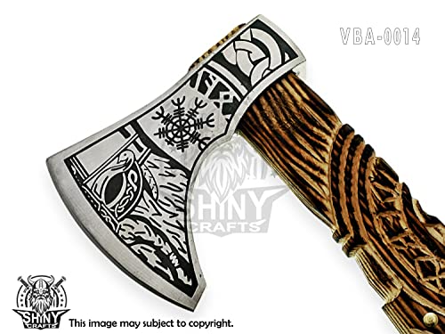 SHINY-CRAFTS-Viking-AxeHatchetThrowing-AxesHand-AxeGifts-for-himWood-Working-ToolViking-Gifts-for-MenCamping-HatchetTomahawkBearded-Axe