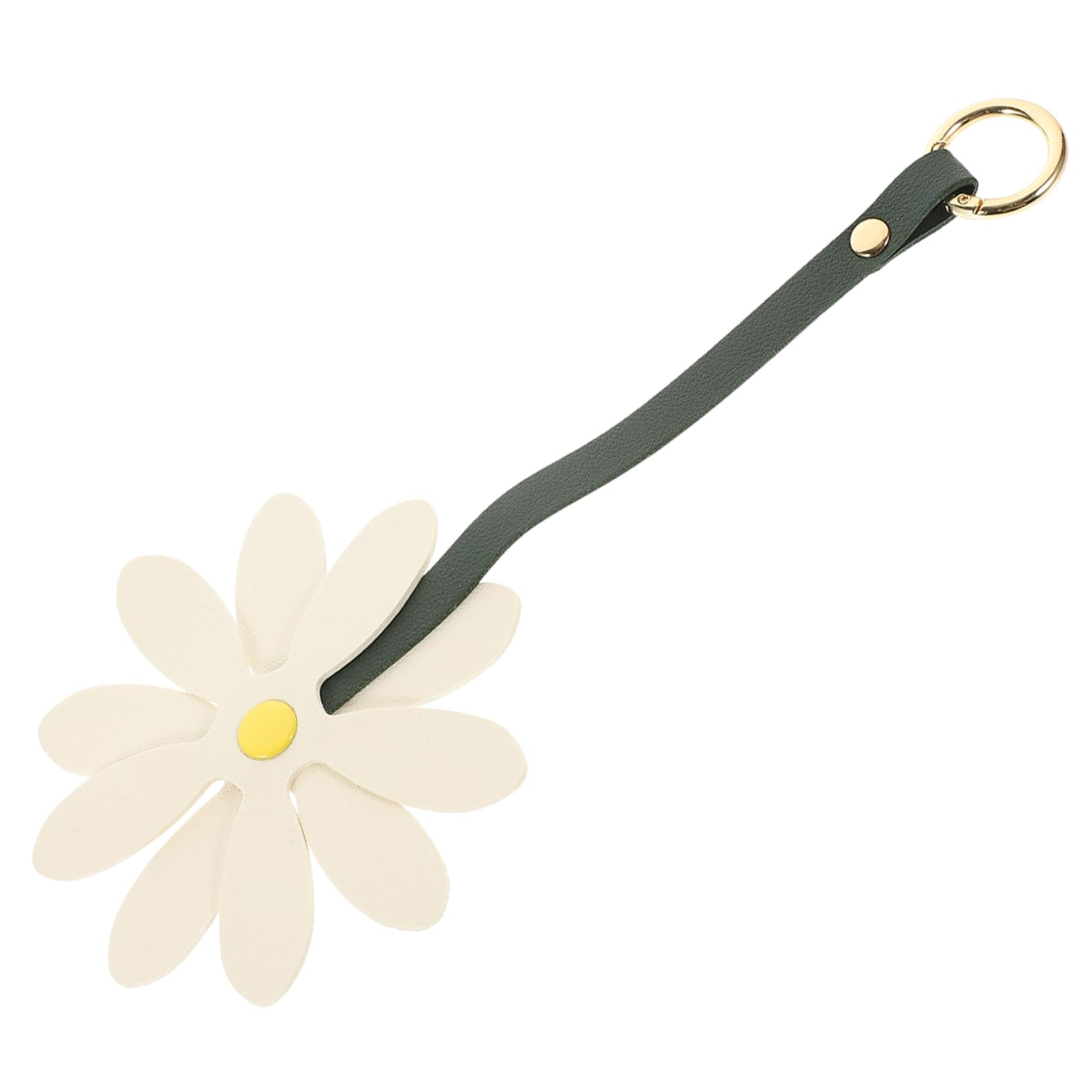 minkissy Gänseblümchen Schlüsselanhänger Paar Taschenanhänger Geldbörsen Schlüsselbund Geldbeutel Liebe Schlüsselanhänger-Anhänger Taschenschlüssel Dekoration PU-Leder Weiß