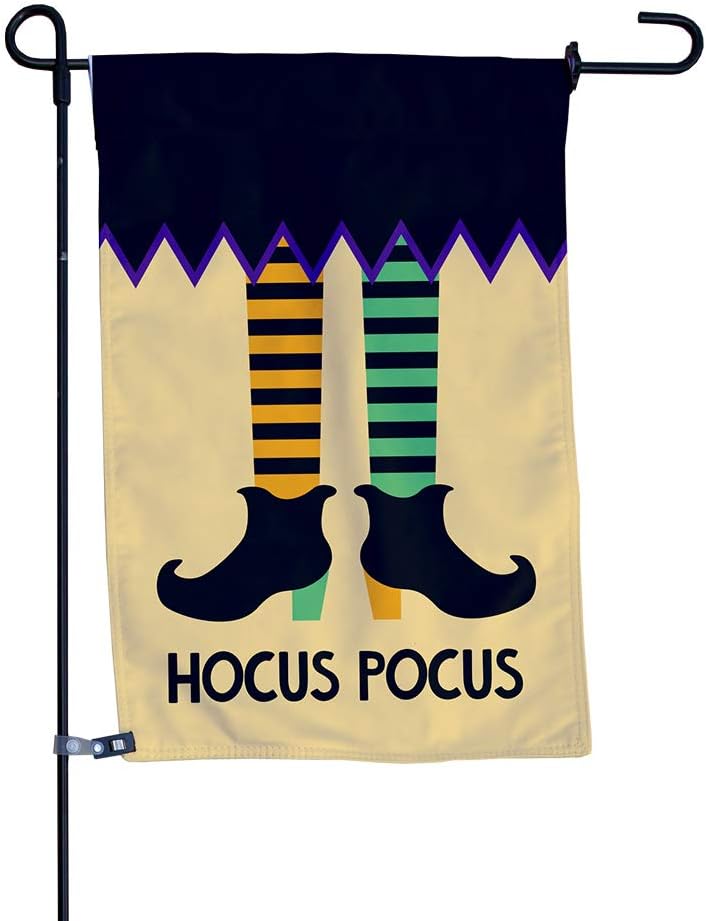 Vispronet Hocus Pocus Seasonal Garden Flag, Double-Sided Outdoor Garden Flag and Flagpole, Decorative Flag for Homes, Yards, and Gardens, 12 x 18 Inch Flag with 36 Inch Flagpole (Flag with Flagpole)