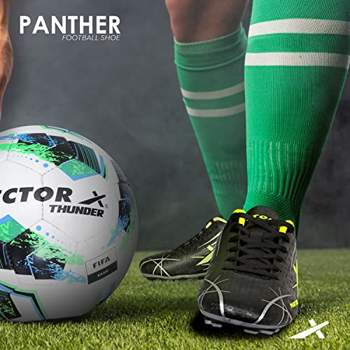 Image of Vector X Mens Panther-2.0 Black-Green-Silver Football Shoes - 8 UK ()