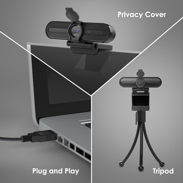 VIZOLINK W4DS 4K webbkameror med mikrofon för videosamtal