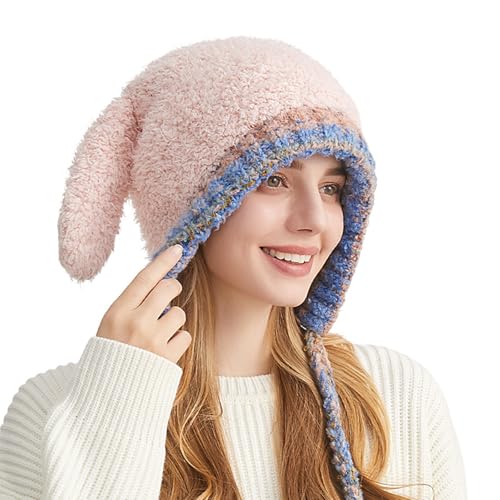 Furry Cartoon Head Covering with Ear for Girls Cartoon Hat with Thicken Lining Oversized Headgear Hat Photo Props