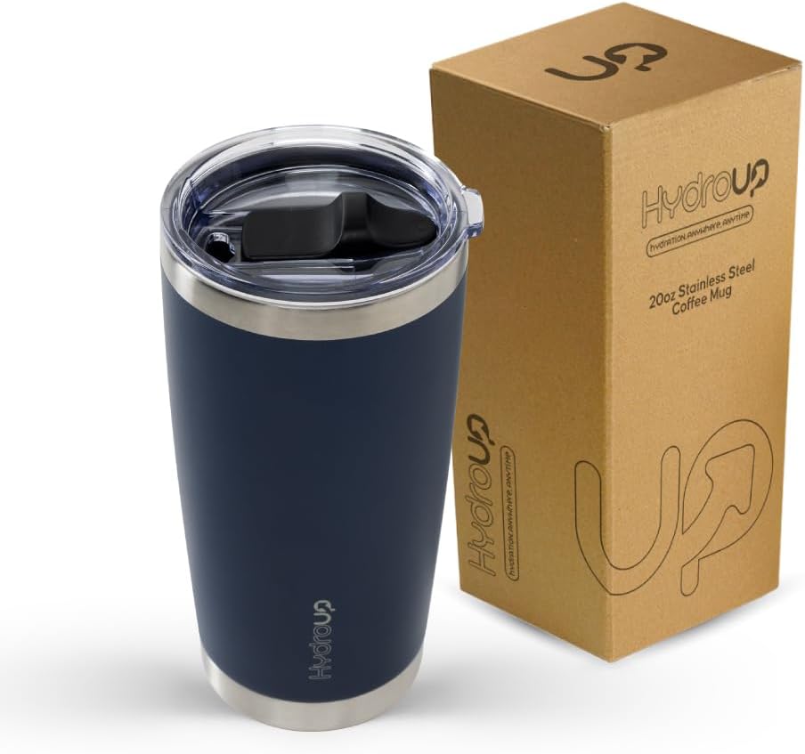 20 oz Tumbler Cup | Stainless Steel Insulated Coffee Mug with Lid | Coffee Travel Mug & Iced Coffee Cup | Spillproof Tumbler | BPA-Free Insulated Tumblers (Navy)
