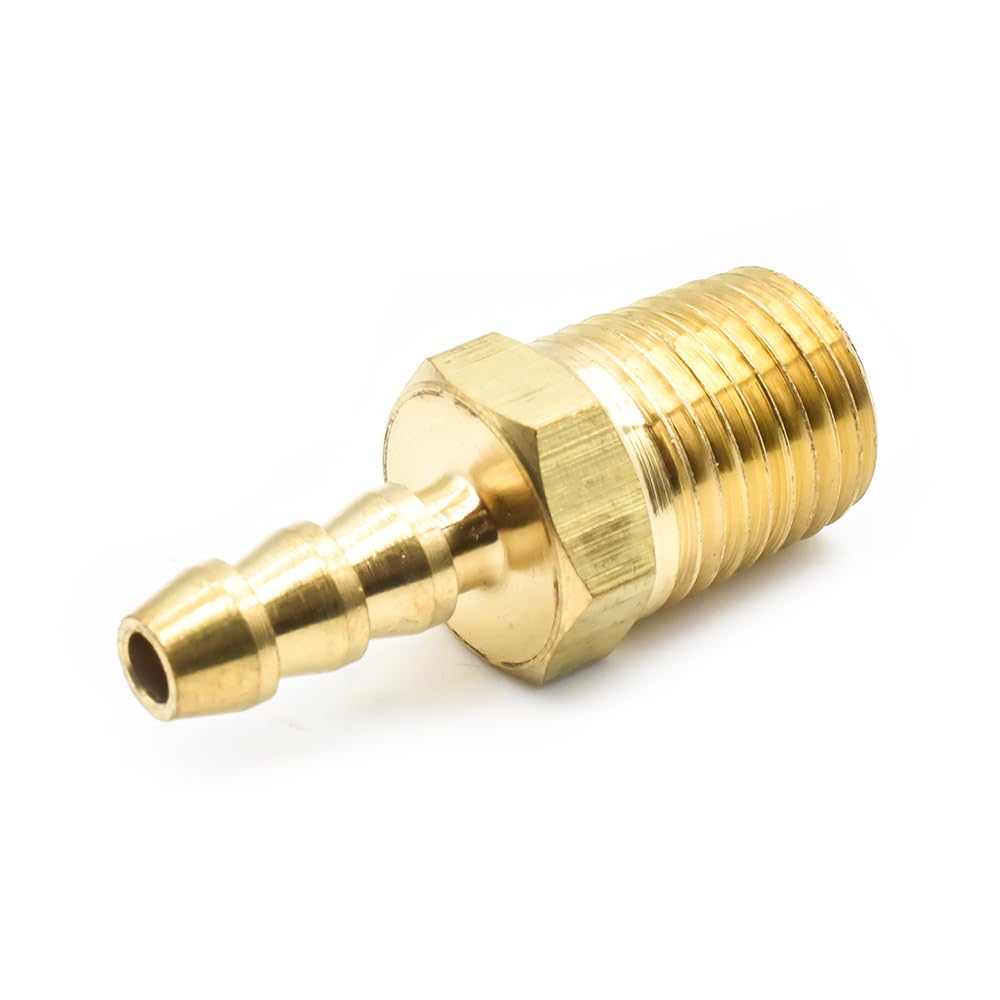 Interstate Pneumatics FM43 Brass Hose Barb Fitting, Connector, 3/16 Inch Barb X 1/4 Inch NPT Male End