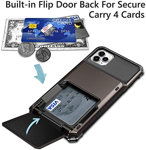 Coolden Compatible with iPhone 12 Pro Max Case Wallet Case Shockproof Case 4 Card Pocket Protective Case Heavy Duty Flip Card Holder Phone Case Cover Compatible with iPhone 12 Pro Max (Gun Color)