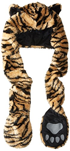 FakeFace 3 in 1 Unisex Men Women Girls Faux Rabbit Fur Cartoon Animal Fox Ears Hood Hoodie Earflap Hat Long Scarf Snood Wraps Winter Warm Mittens with Pocket Gloves