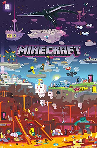 Trends International Minecraft - World Beyond Wall Poster, 22.375' x 34', Unframed Version