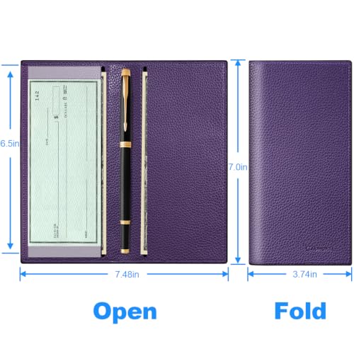 Image of CASMONAL Checkbook Cover for Women & Men, PU Leather Wallet RFID Blocking