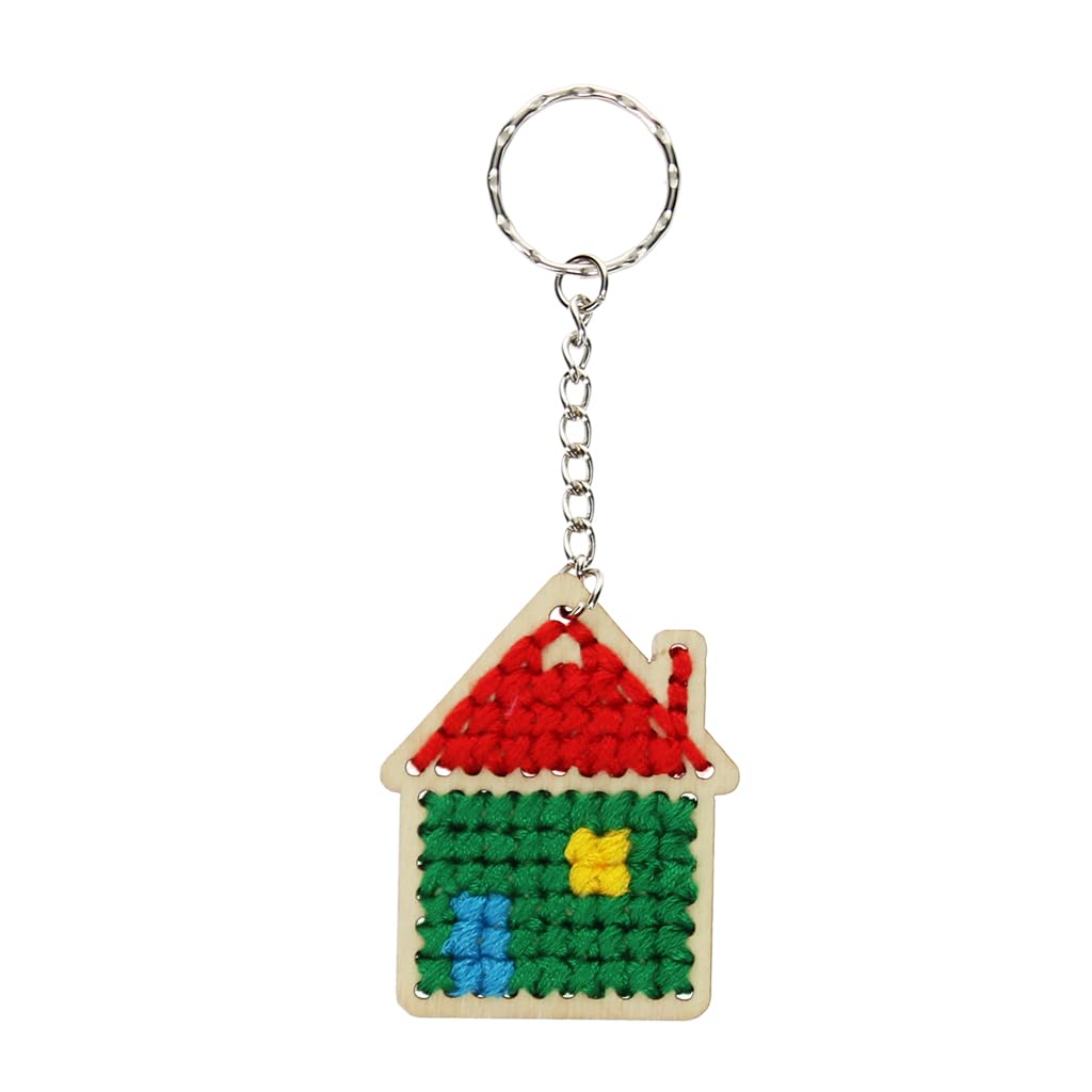 Rex London Multi Stitch Your Own Wooden Keyring - House