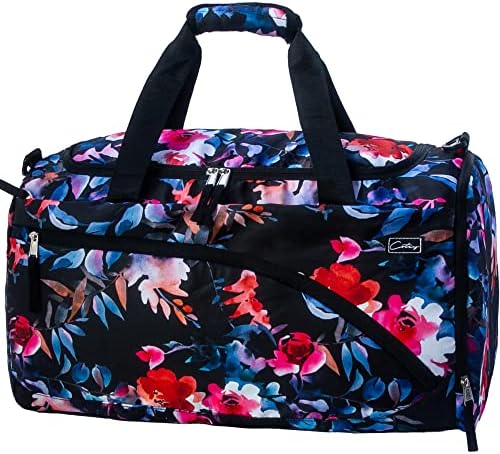 COTEY 22" Weekender Bags for Women, 38L Travel Duffle Bag for Women Overnight, Large Carry on Duffel with Shoe Compartment, Waterproof - Black Floral 1 COTEY 22" Weekender Bags for Women, 38L Travel Duffle Bag for Women Overnight, Large Carry on Duffel with Shoe Compartment, Waterproof - Black Floral