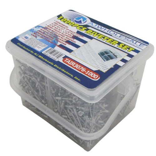 1/8” Blind Rivet Set Universal Fit for Air Powered and Hand Rivets Kit (1,000 Pieces)