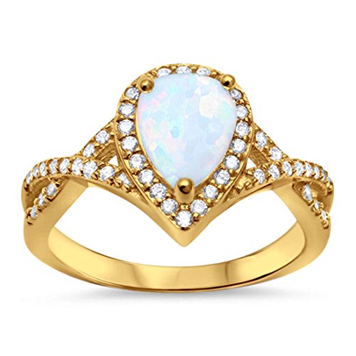 Blue Apple Co. Pear Teardrop Halo Cubic Zirconia Twisted Split Shank Promise Ring Statement Wedding Engagement Rings For Women 925 Sterling Silver Gifts For Her3