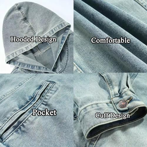 Y2k Oversized Denim Hoodie Vintage Jean Jacket Unisex Aesthetic Sweatshirt With Hood3