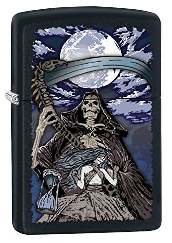 Encendedor Zippo Grim Reaper y Luna Negro Mate miniatura 1