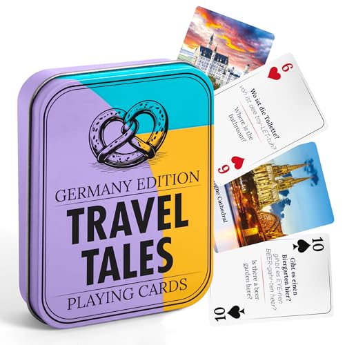 All7s Travel Tales Germany Edition – Playing Cards with German Phrases & Stunning Travel Photography – Learn While You Play – Poker Size Deck in Tin Case – Gift for Travelers & Language Lovers