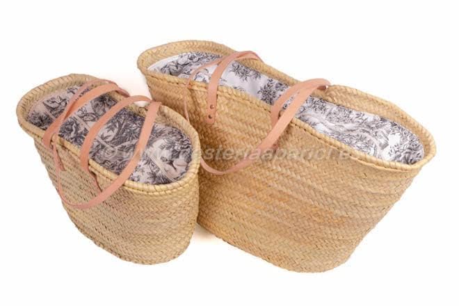 Cesteria Aparici | Capazo de palma con asas bandolera. Cierre tela en surtido de colores (55x28x35, E - GRIS)