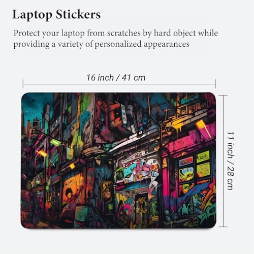Image of Graffiti Art Laptop Skin Vinyl Stickers Suitable for All Laptop Multicolour Decor Sticker with Trackpad Sticker (L x H 16 x 11 Inch.)