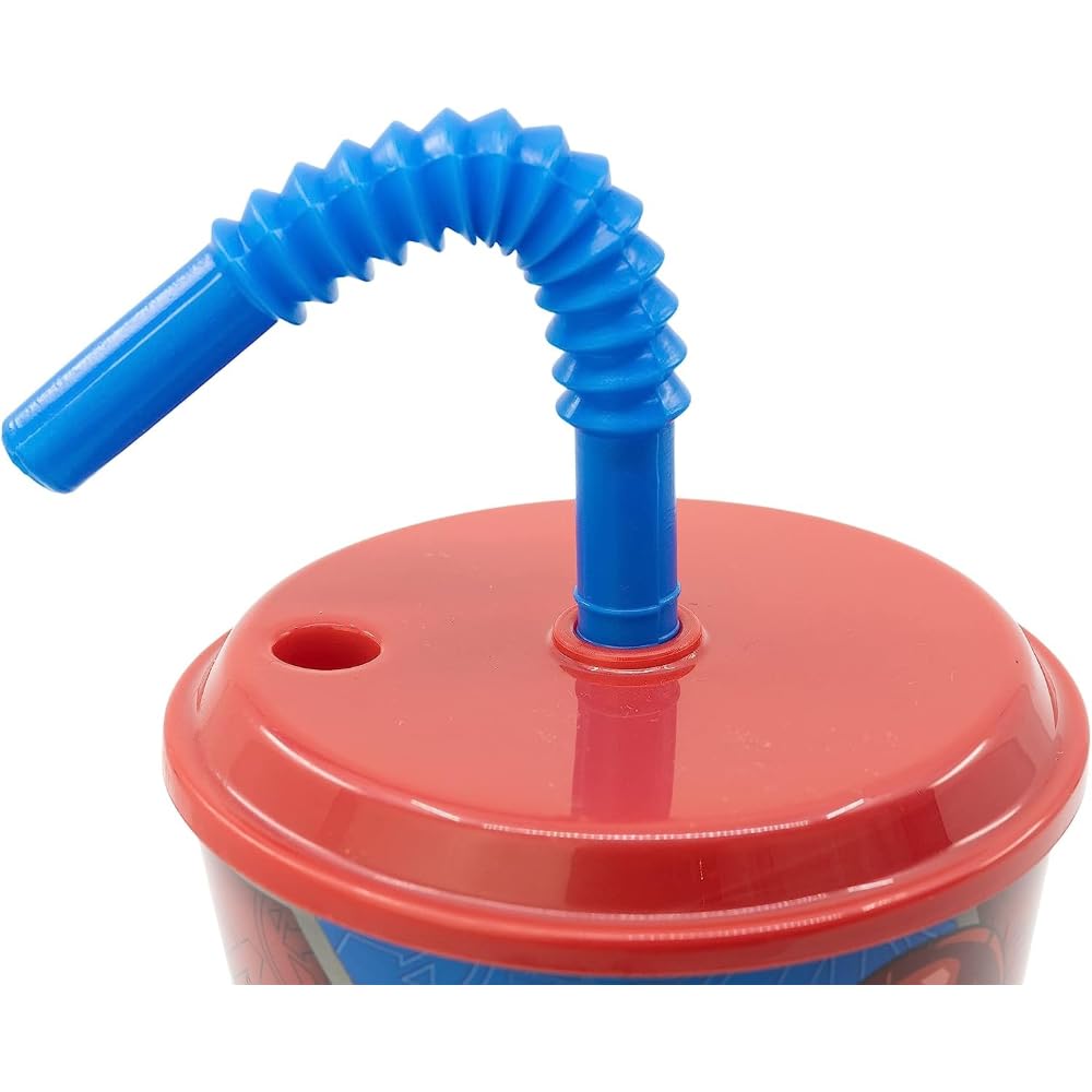 Gobelet avec paille pour enfants Cars Disney, verre en plastique réutilisable semi-rigide BPA Free capacité 430 ml