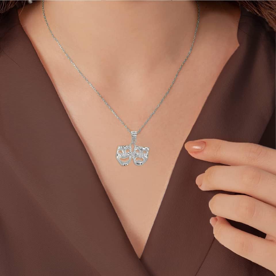 Claddagh Gold .925 Sterling Silver DC Theater Acting Masks of Comedy and Tragedy Drama Pendant Necklace - Choice of Pendant Only or Chain Length