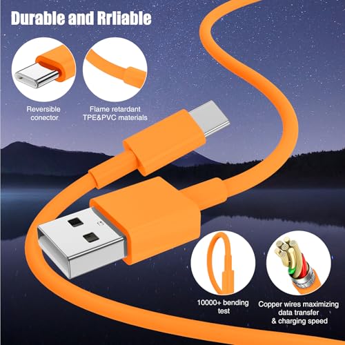 Image of 3-Pack Orange [3.3FT+3.3FT+6FT] USB A to USB C Cable，USB to USB C Cable，Car Carplay Cable for iPhone 17 16 15 Pro Plus Pro Max Air，for Galaxy S25, for iPad, for MacBook and More