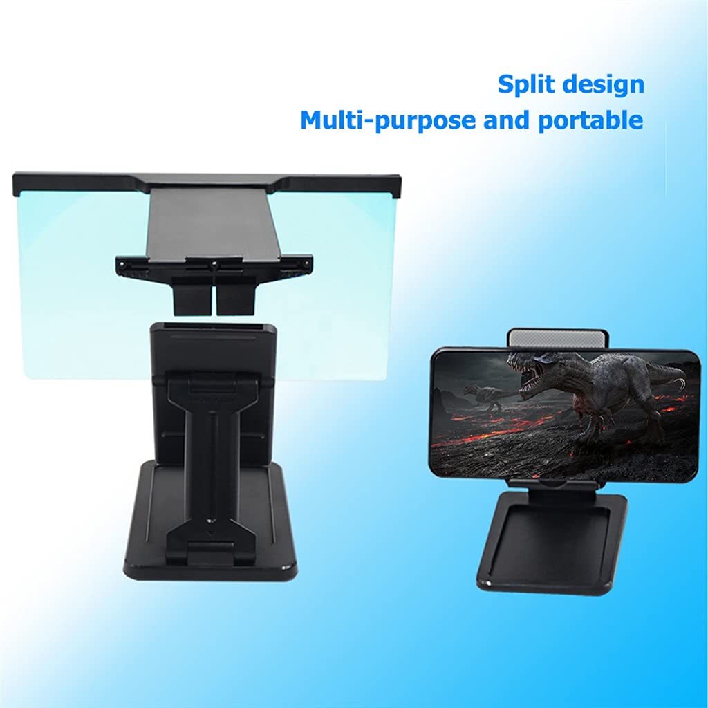 Amplificador de pantalla de 12 pulgadas con soporte plegable para teléfono, aumento de 3-4x, lente antiluz azul, negro