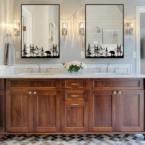 Chende-28-x-36-Black-Decorative-Wall-Mirror-Elegant-Living-Room-Mirror-with-Metal-Bear-Trees-Deer-Patterns-Large-Decor-Mirror-for-Dining-Room-Bedroom Chende 28 x 36 Black Decorative Wall Mirror Elegant Living Room Mirror with Metal Bear Trees Deer Patterns Large Decor Mirror for Dining Room Bedroom